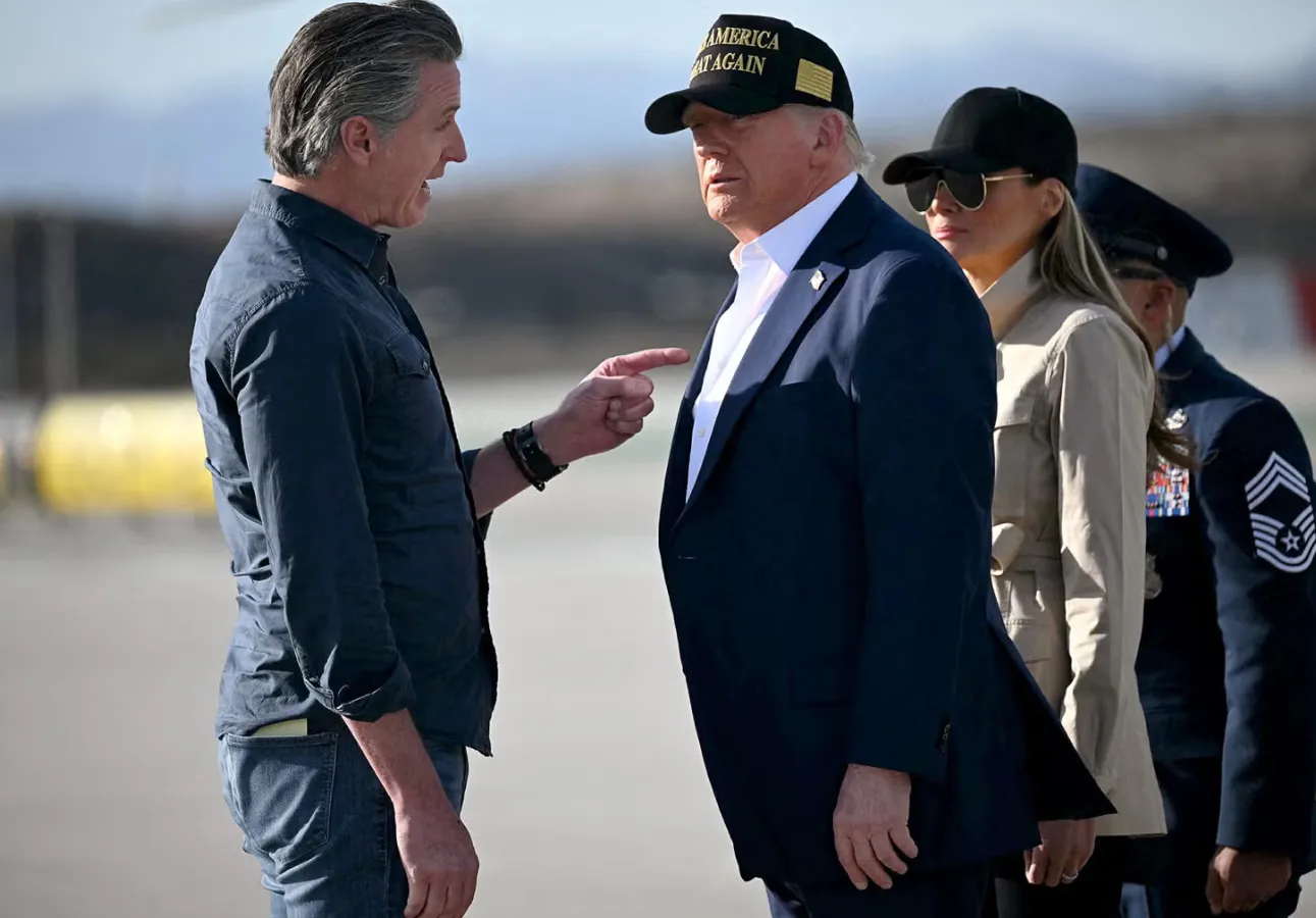 Gavin Newsom versus Donald Trump illustration